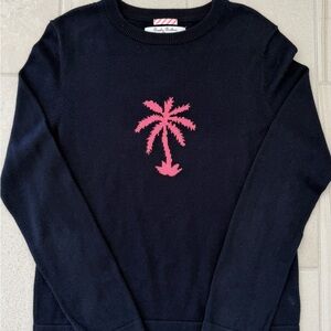 Brooks Brothers Navy Sweater with Pink Palm Tree Design